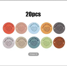 Load image into Gallery viewer, Circle Heart "Handmade" PU Leather Labels Tags with 2 Holes