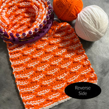 Load image into Gallery viewer, Loom Knit Brick Wall aka Ballband Textured Ribbon Stitch Pattern Copyright Loomahat on 36 peg Loom