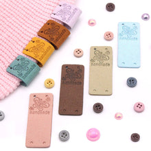 Load image into Gallery viewer, Rectangle Butterfly Bug "Handmade with Love" PU Leather Labels Tags with 4 Holes