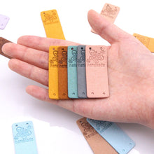 Load image into Gallery viewer, Rectangle Butterfly Bug "Handmade with Love" PU Leather Labels Tags with 4 Holes