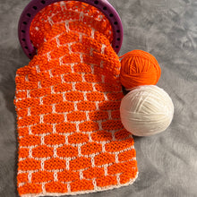 Load image into Gallery viewer, Loom Knit Brick Wall aka Ballband Textured Ribbon Stitch Pattern Copyright Loomahat
