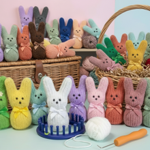 Load image into Gallery viewer, Loom knit easter marmallow bunny peeps with 24 peg loom pattern