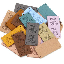 Load image into Gallery viewer, Rectangular "Made with Love" PU Leather Labels Tags with 4 Holes