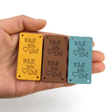 Load image into Gallery viewer, Rectangular "Made with Love" PU Leather Labels Tags with 4 Holes