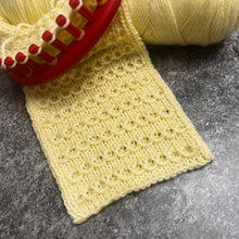 Load image into Gallery viewer, The Loom Knit Roman Stitch Pattern by Loomahat copyright words and images