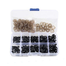 Load image into Gallery viewer, 100 or 150 Pieces Solid Black Safety Eyes with Washers Sizes 6mm 8mm 9mm 10mm 12mm
