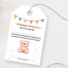 Load image into Gallery viewer, Teddy Bear Adoption Certificate Tags