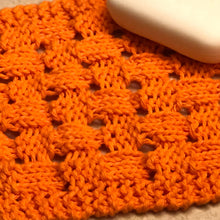 Load image into Gallery viewer, Loom Knit Acorn Eyelet Lace Washcloth Dishcloth Pattern made on a 24 peg loom Copyrght Loomahat