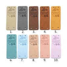 Load image into Gallery viewer, bumble bee pu leather handmade with love tag label tan pink blue brown yellow purple