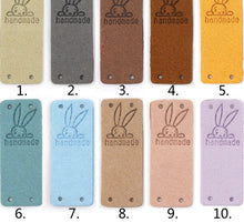 Load image into Gallery viewer, Bunny Rabbit "Handmade" PU Leather Labels Tags with 4 Holes