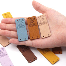 Load image into Gallery viewer, Bunny Rabbit "Handmade" PU Leather Labels Tags with 4 Holes