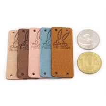 Load image into Gallery viewer, Bunny Rabbit "Handmade" PU Leather Labels Tags with 4 Holes