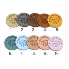Load image into Gallery viewer, Circle Heart "Handmade" PU Leather Labels Tags with 2 Holes