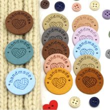 Load image into Gallery viewer, Circle Heart "Handmade" PU Leather Labels Tags with 2 Holes