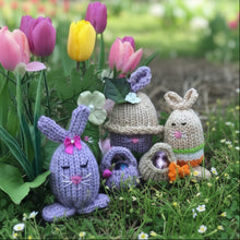 Load image into Gallery viewer, Loom Knit Tiny Easter Egg Bunny with Baskets Pattern 24-pegs with video copyright Loomahat