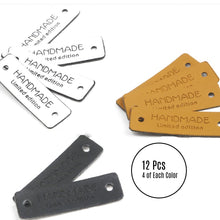 Load image into Gallery viewer, Handmade Limited Edition Pu Leather Label Tag White Tan Black