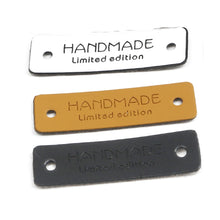 Load image into Gallery viewer, Handmade Limited Edition Pu Leather Label Tag White Black Tan