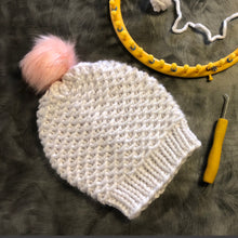 Load image into Gallery viewer, Loom Knit Chinese Wave Stitch Pattern Copyright Loomahat