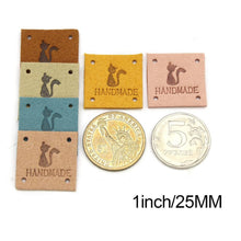 Load image into Gallery viewer, Kitty Cat "Handmade" PU Leather Labels Tags with 4 Holes