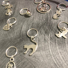 Load image into Gallery viewer, Metal Kitty Cat Stitch Markers Copyright Loomahat