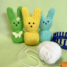 Load image into Gallery viewer, Loom KNit Bunnies Rabbit Project Pattern made on a 24 peg circular loom.. Copyright Loomahat