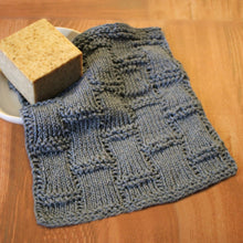 Load image into Gallery viewer, Loom knit textured tile stitch washcloth dishcloth Copyright Loomahat
