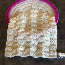 Load image into Gallery viewer, Loom Knit Zig Zag Basketweave Stitch Pattern Copyright Loomahat