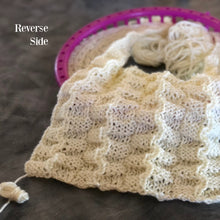 Load image into Gallery viewer, Loom Knit Zig Zag Basketweave Stitch Pattern Copyright Loomahat