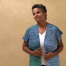 Load image into Gallery viewer, Sweater Cardigan Vest w Lacy Stitch