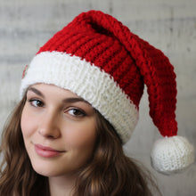 Load image into Gallery viewer, Loom Knit Santa Hat pattern Copyright Loomahat