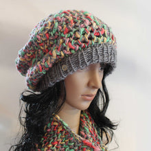 Load image into Gallery viewer, Slub Yarn Hat & Cowl Figure 8 Stitch Set Pattern