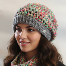 Load image into Gallery viewer, Loom Knit hat pattern figure 8 stitch Copyright Loomahat