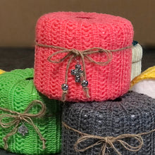 Load image into Gallery viewer, Loom knit toilet pattern cover cozy on a round knitting loom