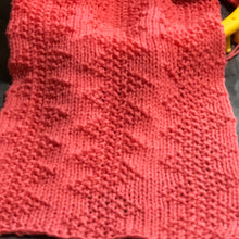 Load image into Gallery viewer, Zig Zag Seed Stitch Pattern on a 41 Peg Round Loom Using Red Heart Coral Yarnwith Video Tutorial by Loomahat Copyright