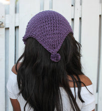 Load image into Gallery viewer, Loom Knit Pattern Scarf Headband Ear warmer for messy bun dreadlocks made on 41 Peg loom by Loomahat Copyright