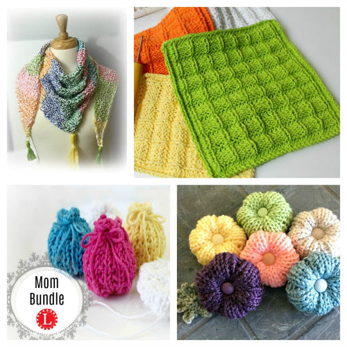 Loom Knit Scarf Flowers Dishcloth And Gift Bag Pattern Bundle Copyright Loomahat 