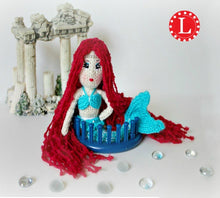 Load image into Gallery viewer, Loom Knit Mermaid Doll Pattern on 24 Peg Loom Knit Copyright Loomahat