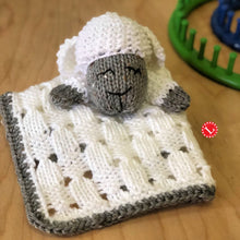 Load image into Gallery viewer, Loom Knit Pattern Baby Lovey Sheep Toy Blanket Copyright Loomahat