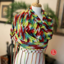 Load image into Gallery viewer, Loom Knit Rectangular Shawl the Lacy Mock Mesh Stitch Pattern