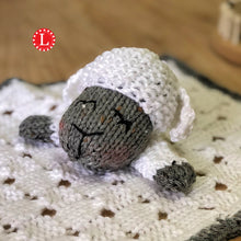 Load image into Gallery viewer, Loom Knit Pattern Baby Lovey Sheep Toy Blanket Copyright Loomahat
