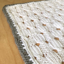 Load image into Gallery viewer, Loom Knit Pattern Baby Lovey Sheep Toy Blanket Copyright Loomahat