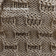 Load image into Gallery viewer, Puffy Basketweave Stitch Pattern Flat and in the Round