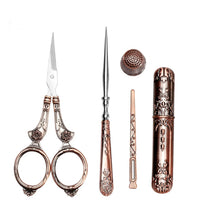 Load image into Gallery viewer, Vintage Style Embroidery Scissors | Thimble Needle Case Sewing Kit