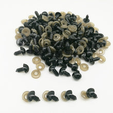 Load image into Gallery viewer, 100 or 150 Pieces Solid Black Safety Eyes with Washers Sizes 6mm 8mm 9mm 10mm 12mm