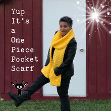 Load image into Gallery viewer, Loom Knit Garter Stitch Scarf with Seed Sttich Pockets Pattern 41 Peg Loom  Copyright Loomahat