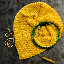 Load image into Gallery viewer, 36 Peg Knitting Loom with Scarf with Pockets Work In Progress