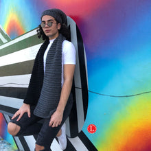 Load image into Gallery viewer, Loom Knit Garter Stitch Mens Slouchy Hat and Scarf made on a 41 peg loom with Video Tutorial by Loomahat Copyright