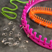 Load image into Gallery viewer, 12 Metal Ring Stitch Markers for Knitting Looms