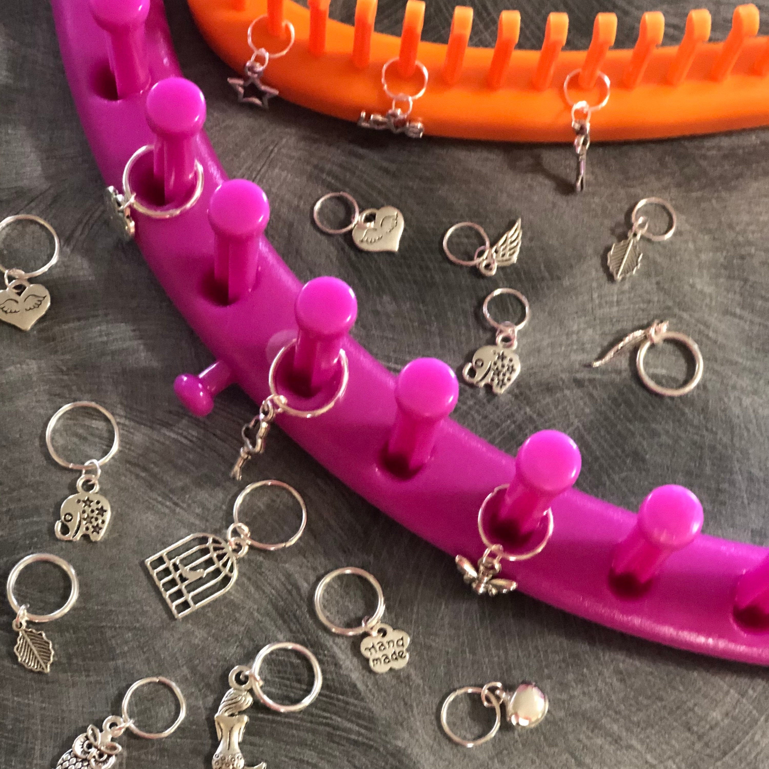 12 Metal Ring Stitch Markers for Knitting Looms Loomahat.Store