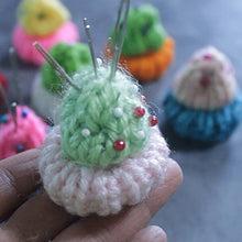 Load image into Gallery viewer, Loom knit mini pin cushion gift idea copyright loomahat